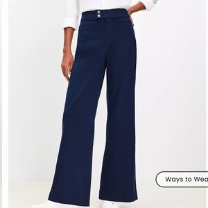 Navy Wide-Leg Trousers